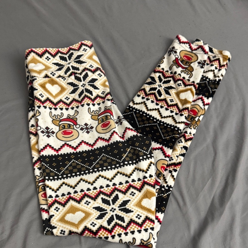 No Boundaries Reindeer Patterned Leggings - Black, White, Gold